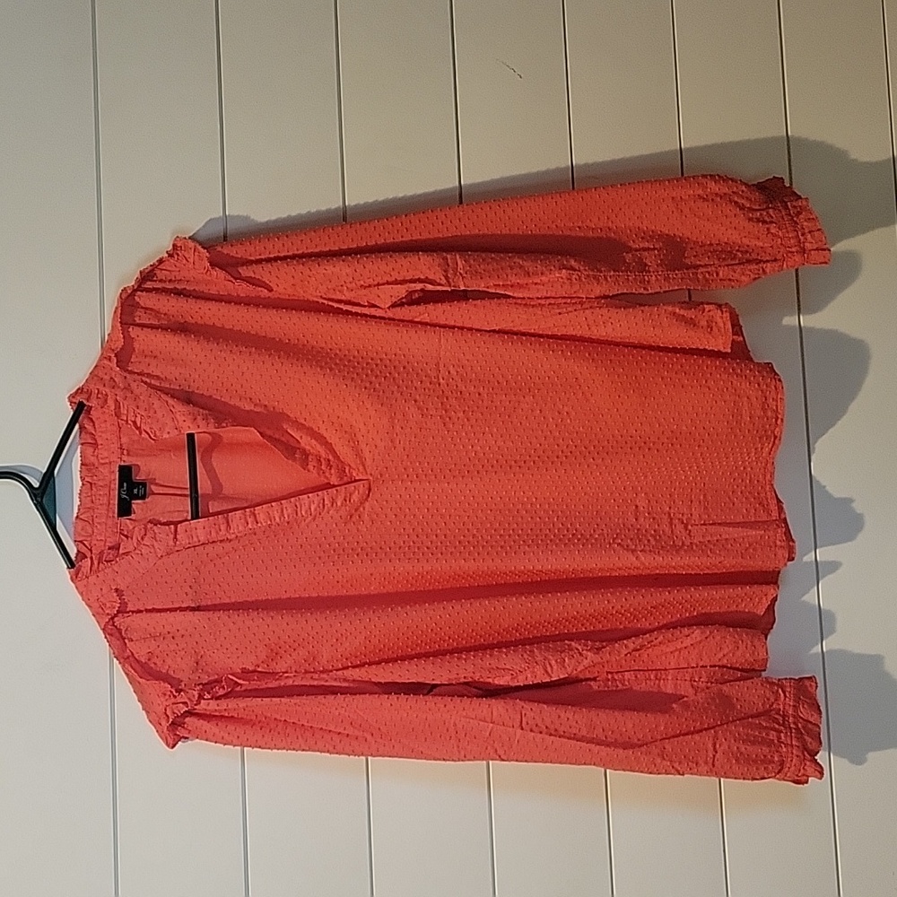 J. CREW LONG SLEEVED NUBBED BLOUSE  XL   ORANGE/SALMON